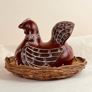 Allpa Terracotta Clay Hen Bird Figurine Hand Made Peru
